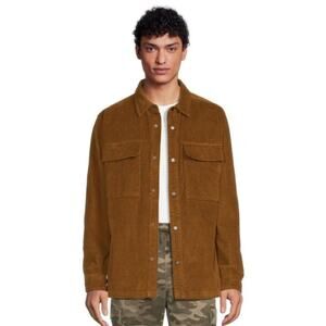 No Boundaries Oversized Men's Brown Layering Corduroy Shacket, XS (30-32)